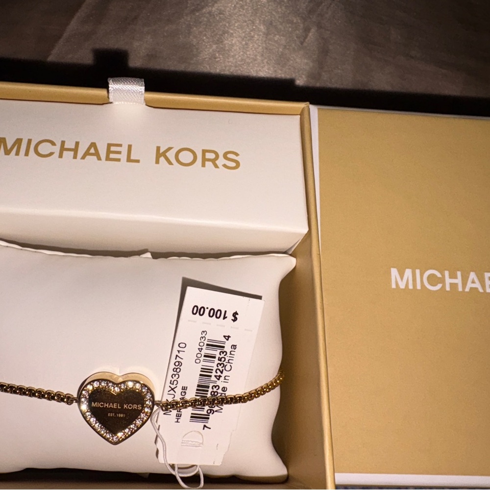 Michael Kors Gold Heart Charm Bracelet